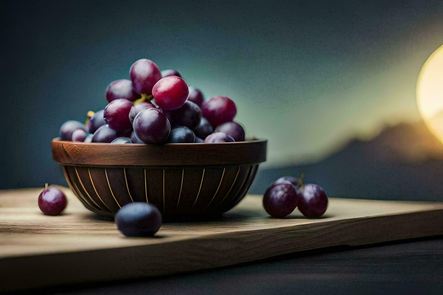 grapes in a bowl. AI-Generated photo