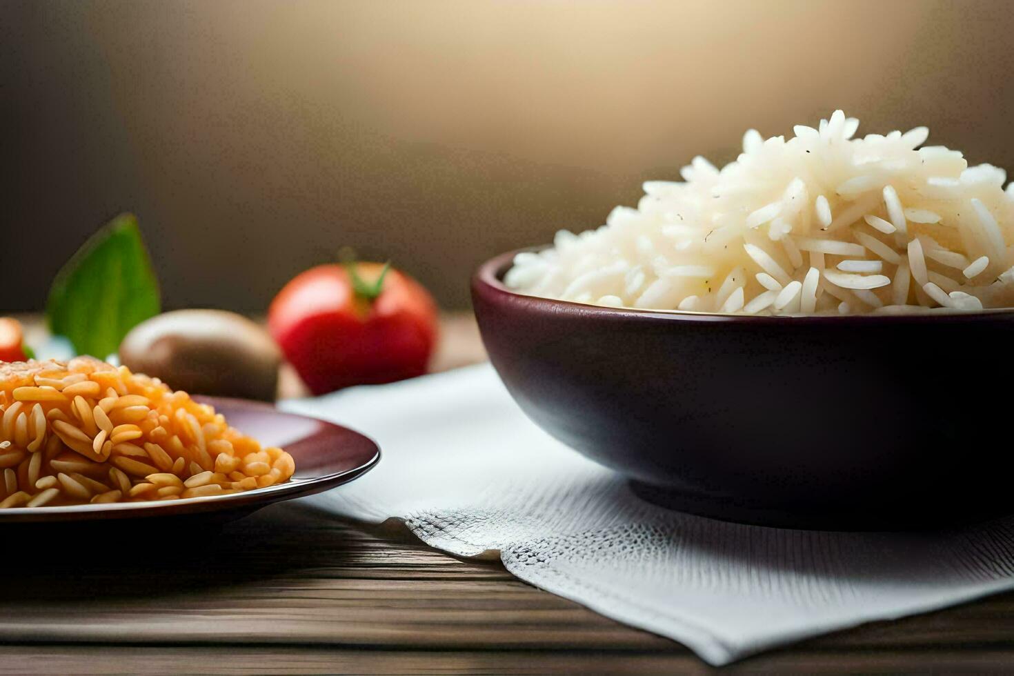 the rice is cooked in a bowl and the rice is served in a bowl. AI-Generated photo