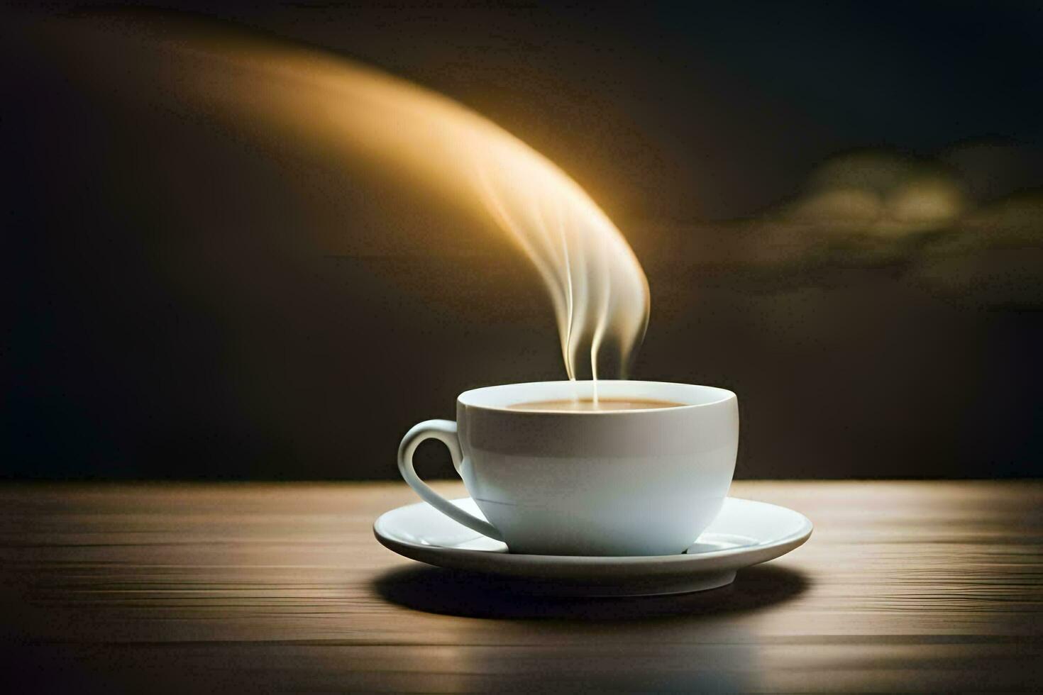 a cup of coffee with steam coming out of it. AI-Generated photo