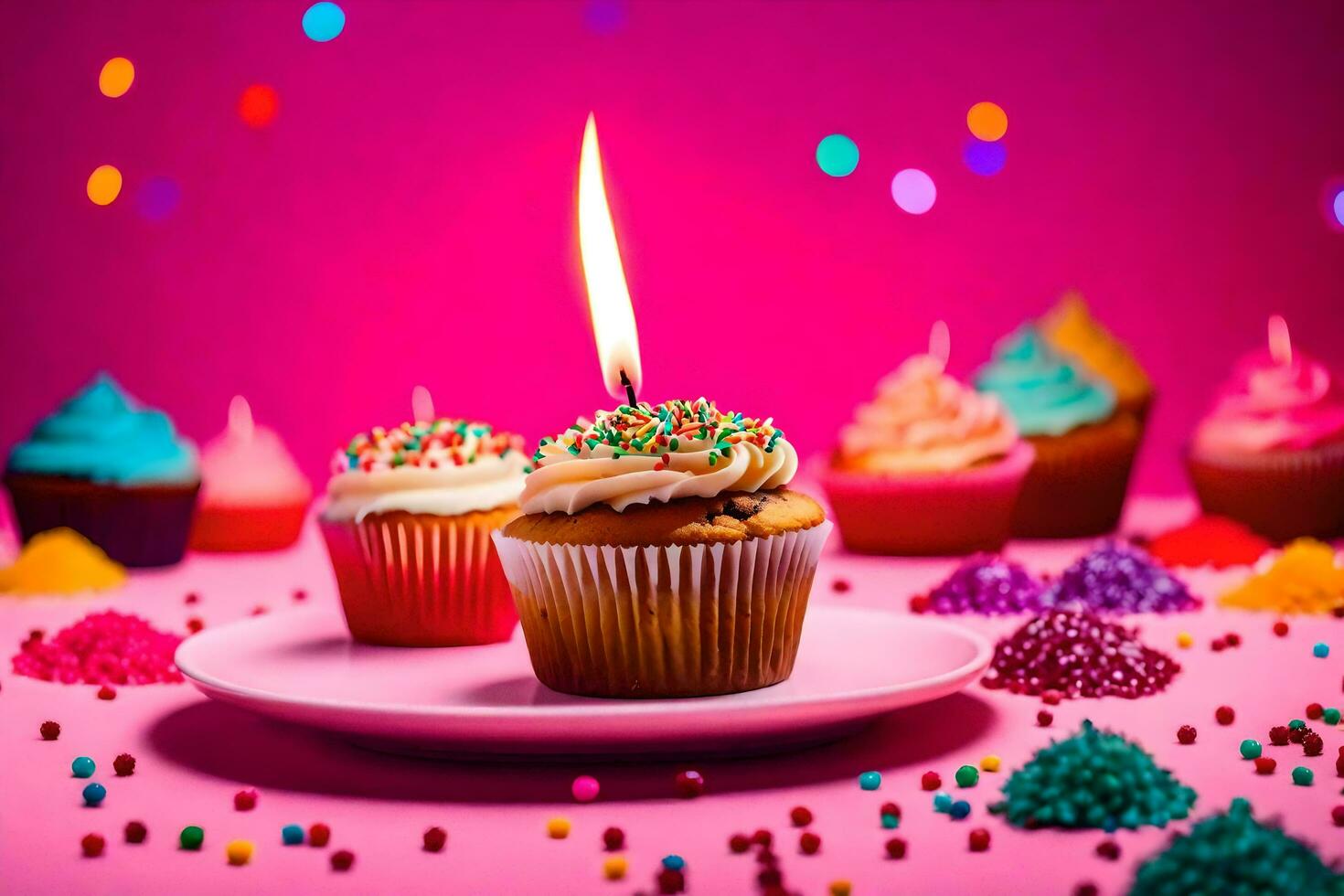cumpleaños pastel con un vela en un lámina. generado por ai foto
