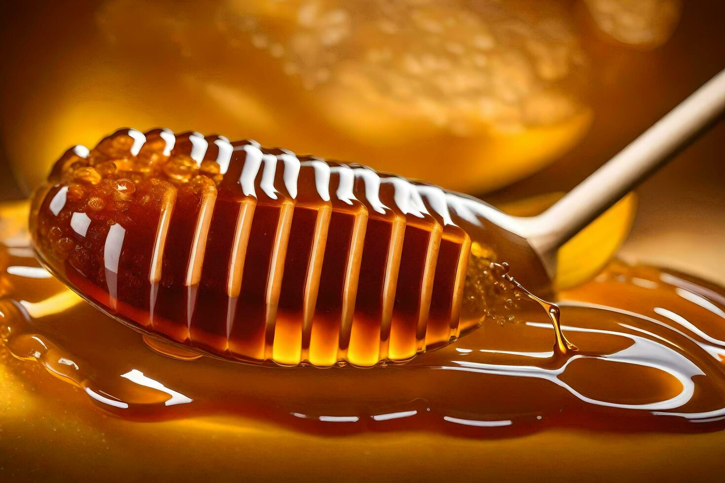 honey is a natural sweetener that is used in many foods and beverages. AI-Generated photo