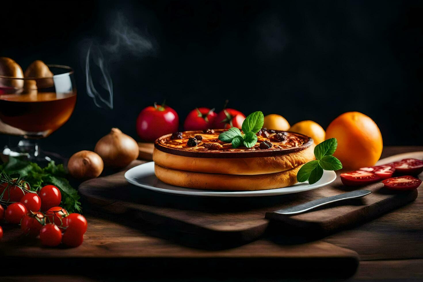 food on a wooden table. AI-Generated photo