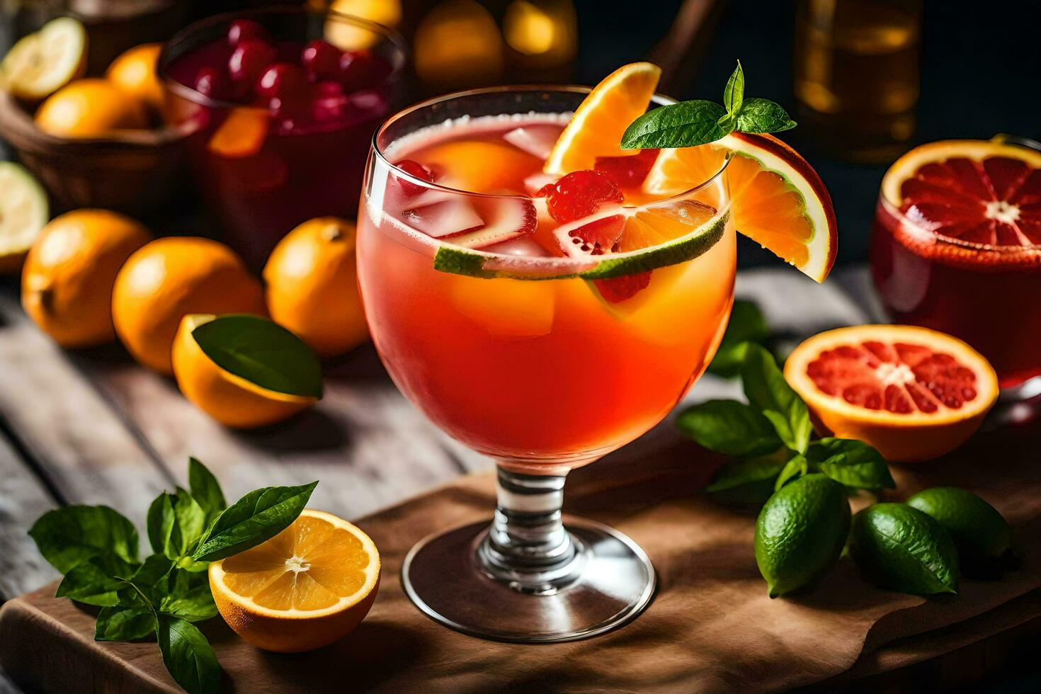 a glass of orange juice with a slice of lemon and mint. AI-Generated photo
