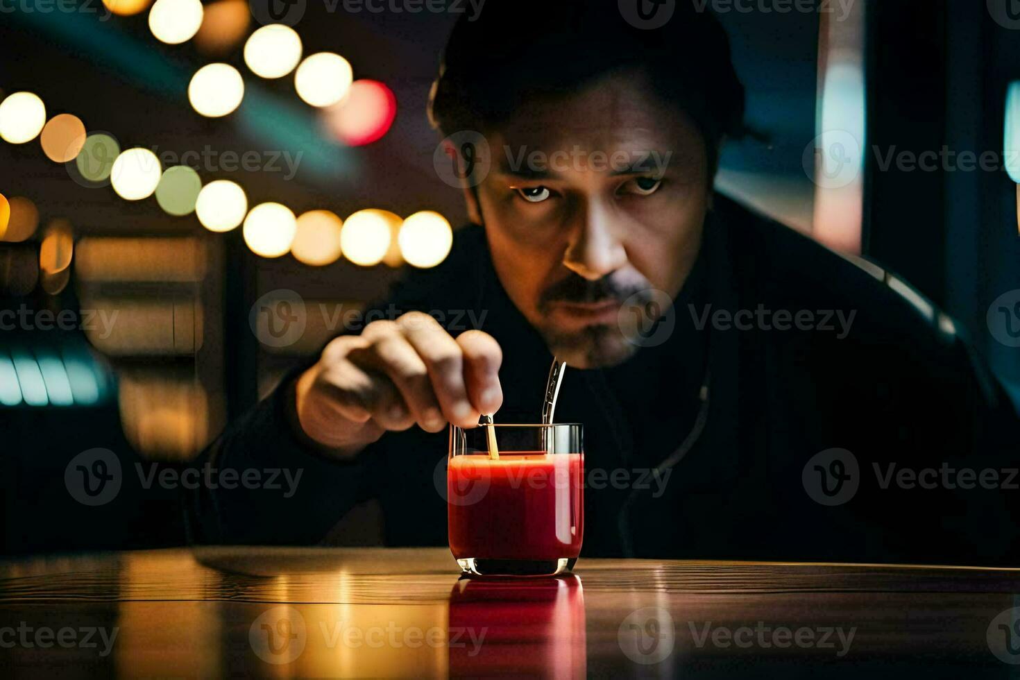 a man holding a glass of juice. AI-Generated photo