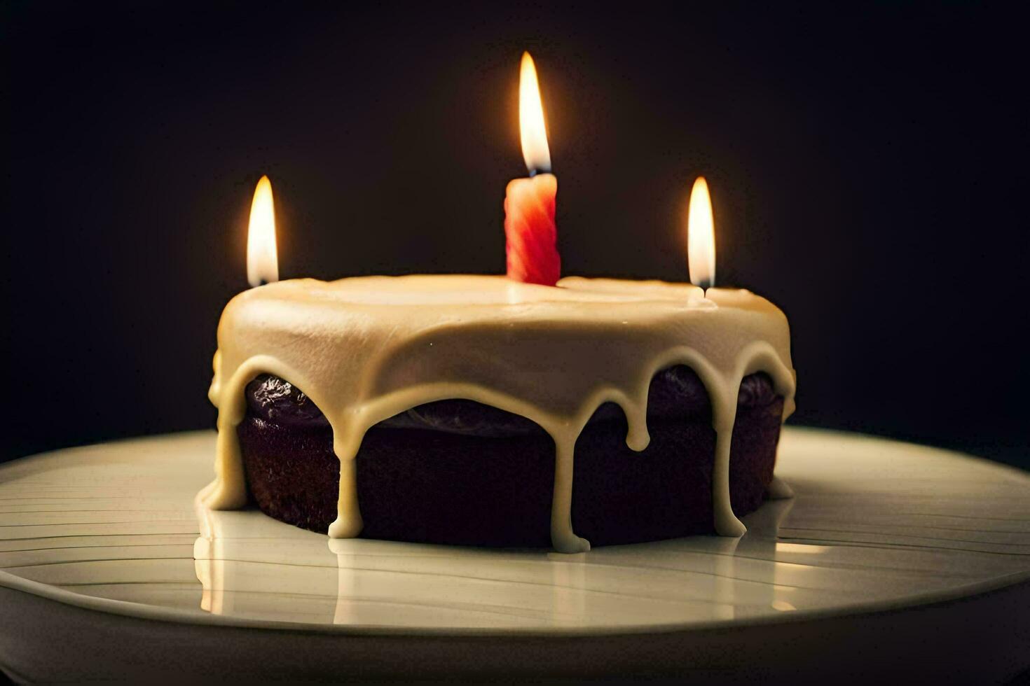 a chocolate cake with candles on top. AI-Generated photo