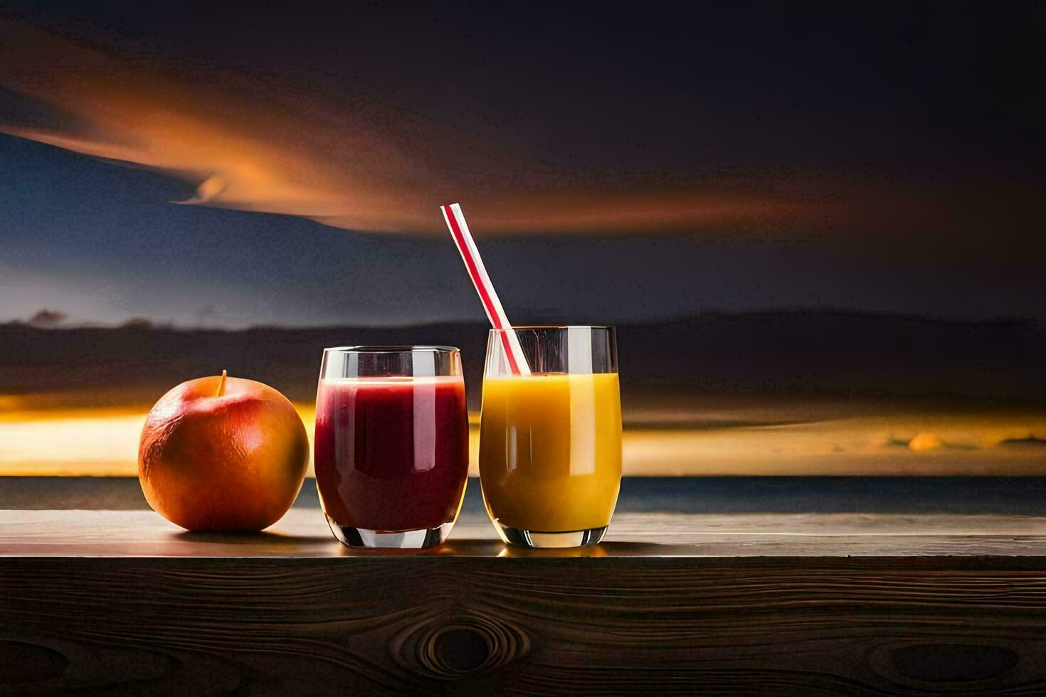 the sunset and the juice. AI-Generated photo