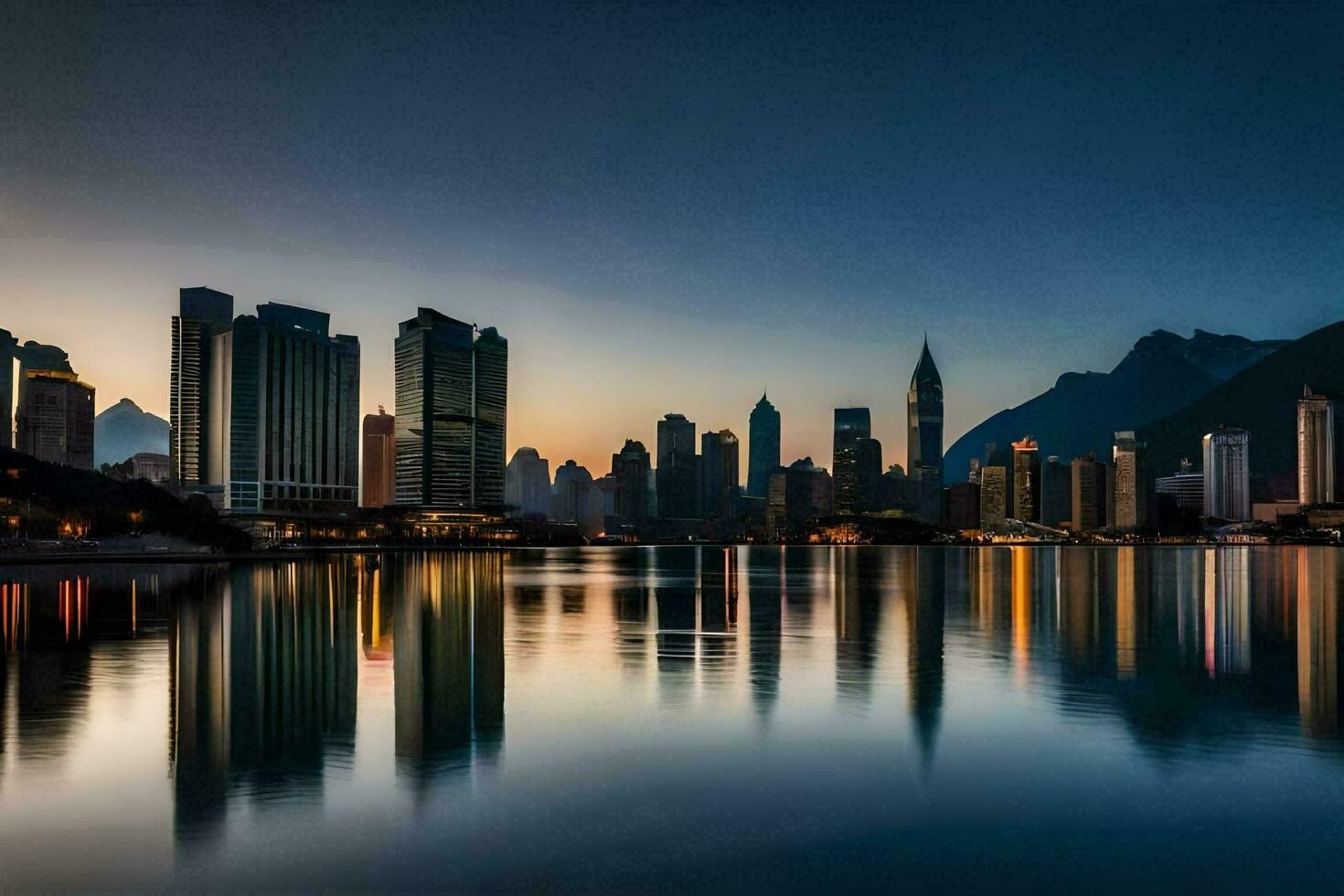 the city skyline at dusk in china. AI-Generated photo