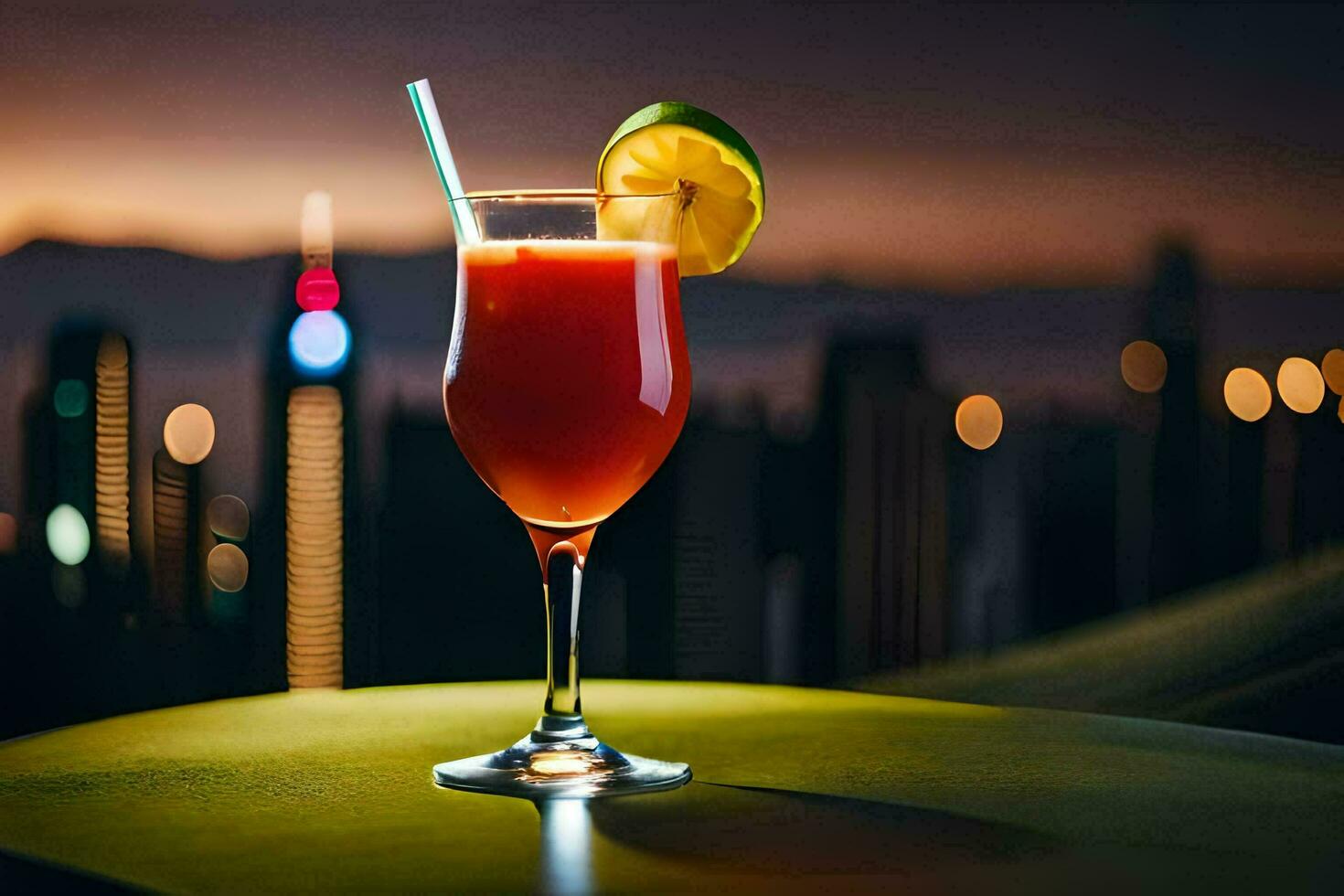 cocktail on the rooftop bar. AI-Generated photo