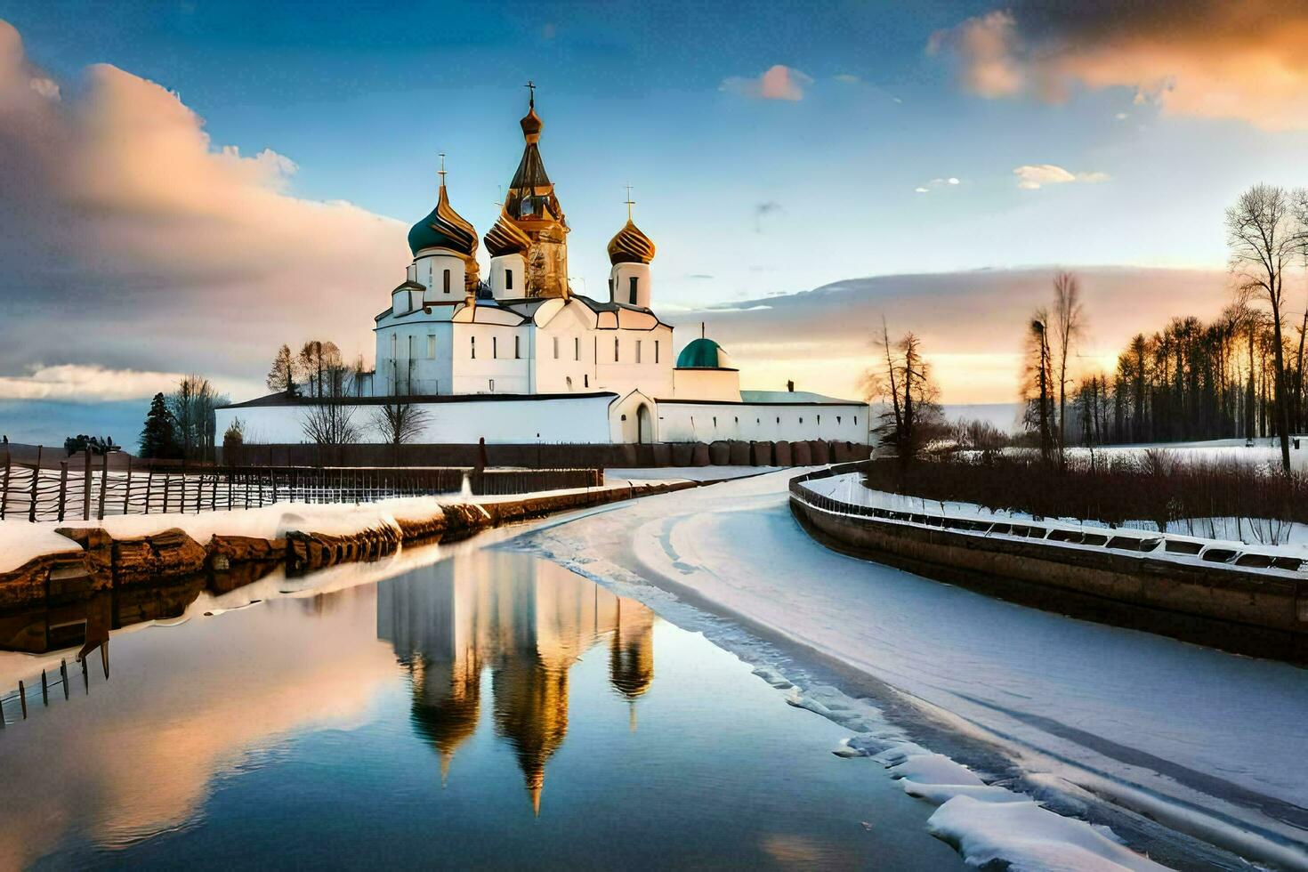 the russian orthodox cathedral in the winter. AI-Generated photo