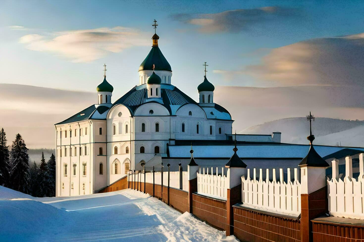 the church of the holy cross in the mountains. AI-Generated photo