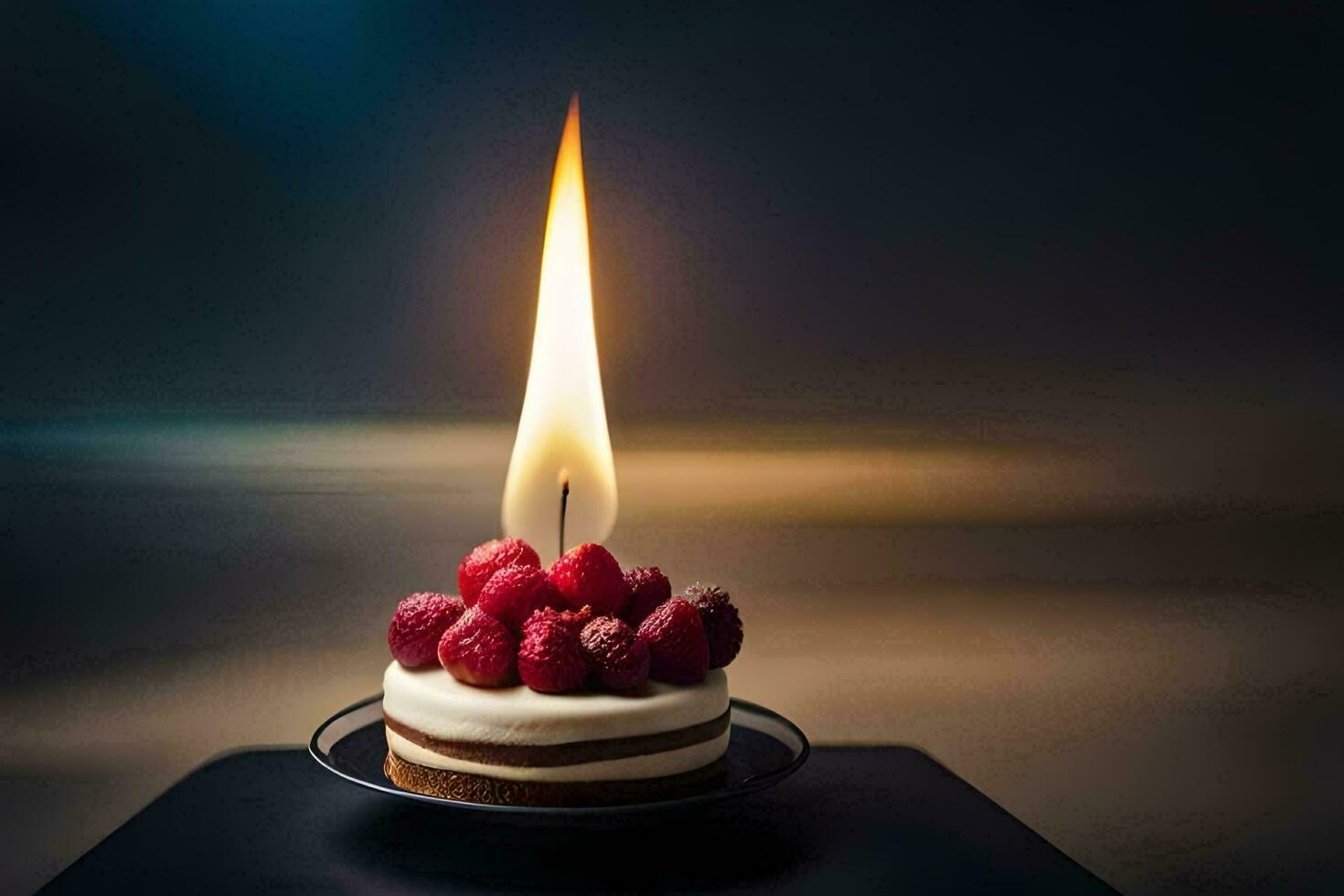 a small cake with berries on top. AI-Generated photo