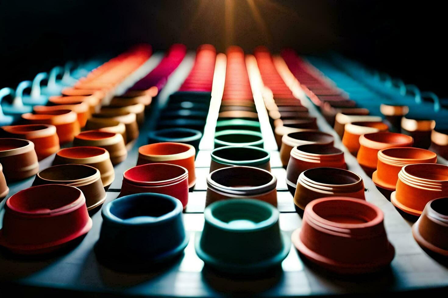 colorful coffee cups on a coffee machine. AI-Generated photo