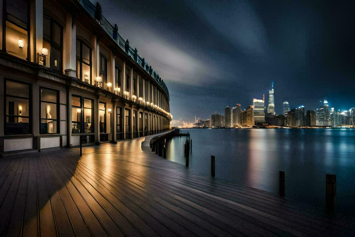 the city skyline at night in shanghai. AI-Generated photo