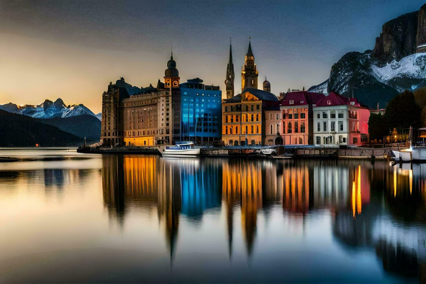 el ciudad de liubliana, Eslovenia, a oscuridad. generado por ai foto