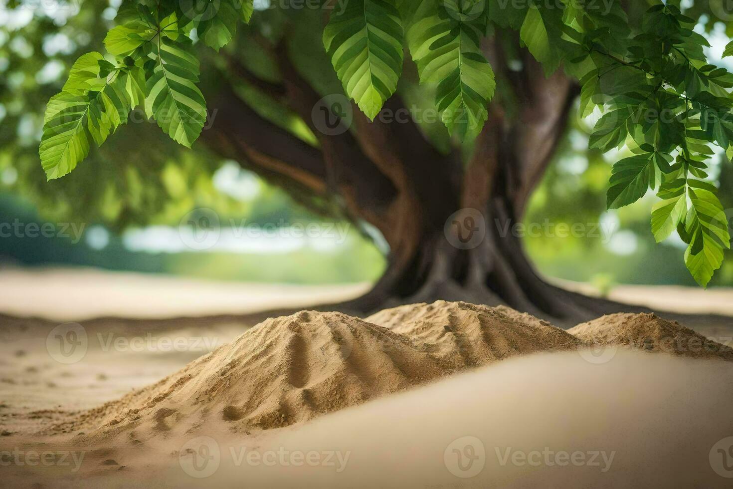a tree in the desert. AI-Generated photo