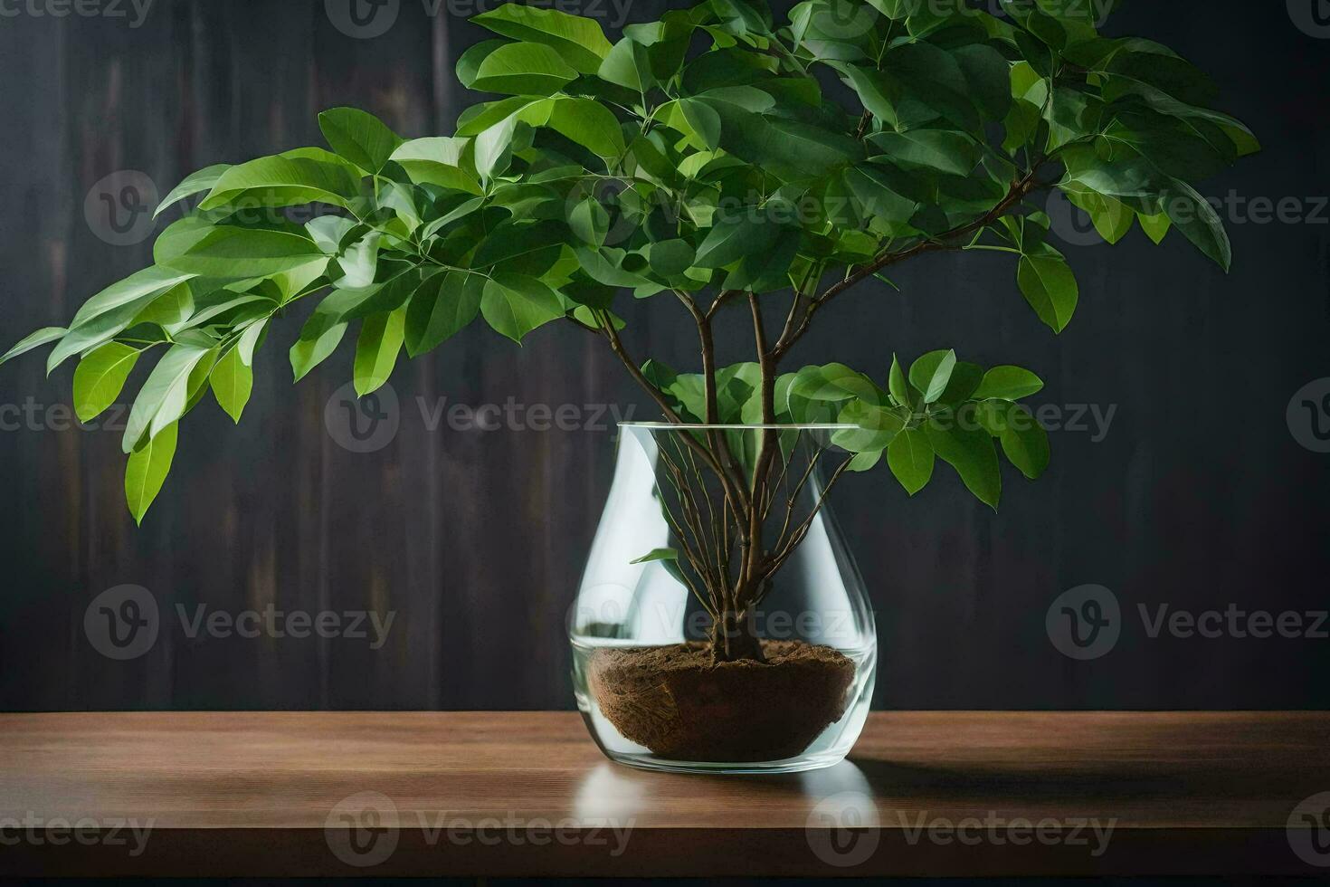 un en conserva planta en un vaso florero en un mesa. generado por ai foto