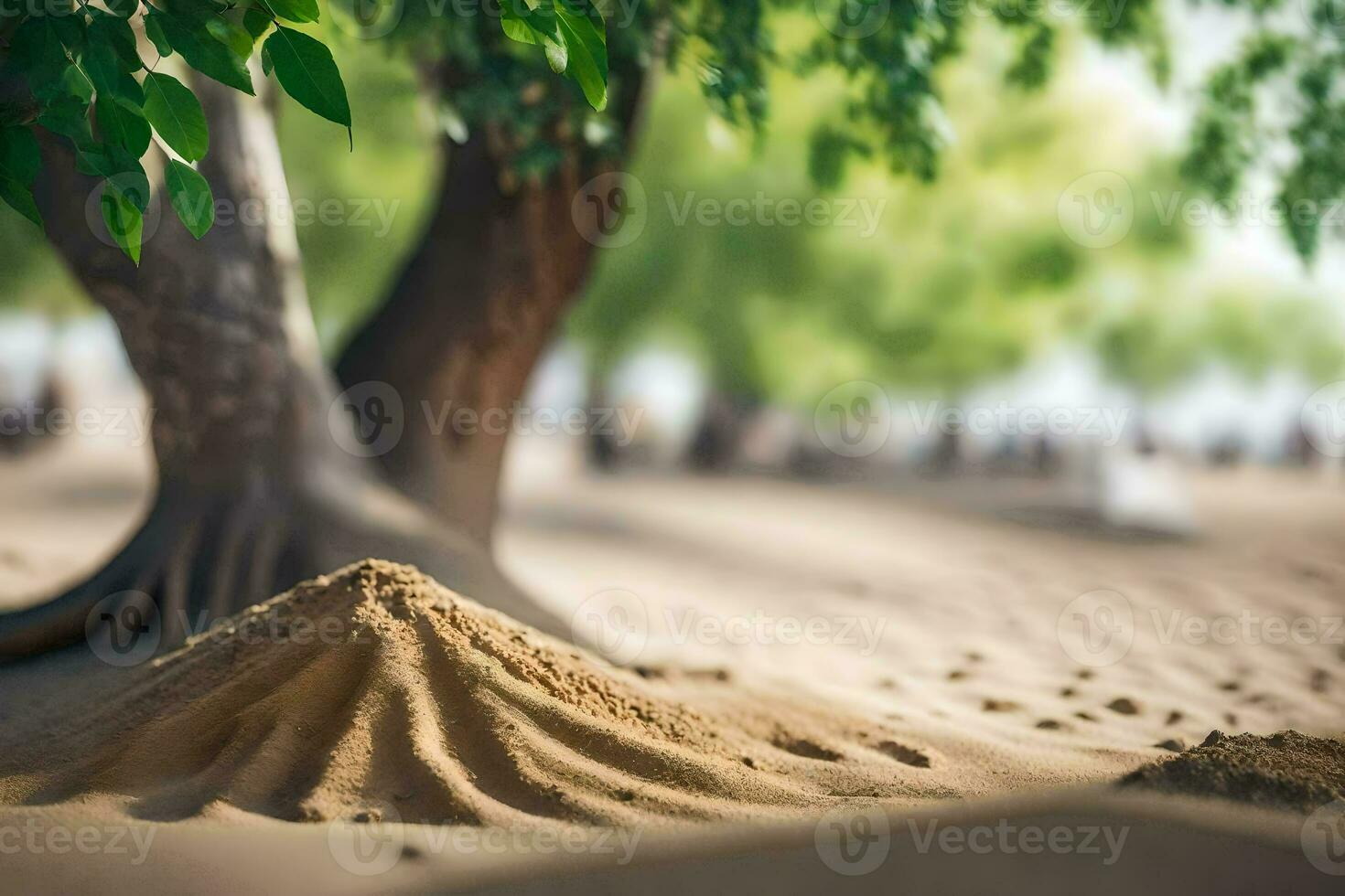 a tree and sand dunes in the desert. AI-Generated photo