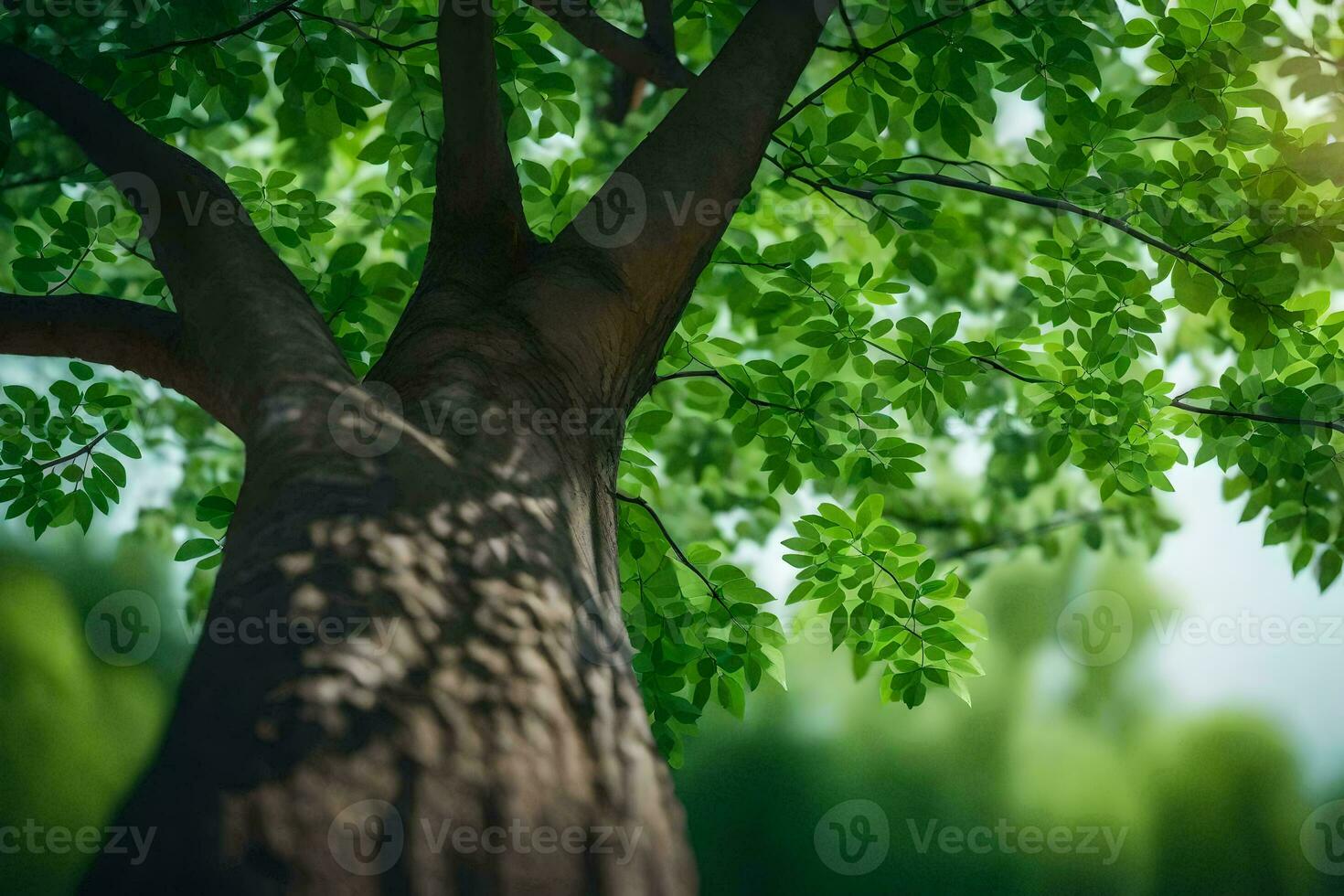 a tree is shown in the foreground with green leaves. AI-Generated photo