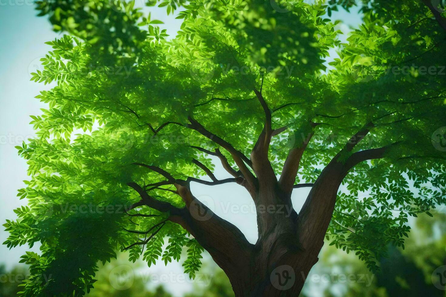 un árbol con verde hojas en el Dom. generado por ai foto