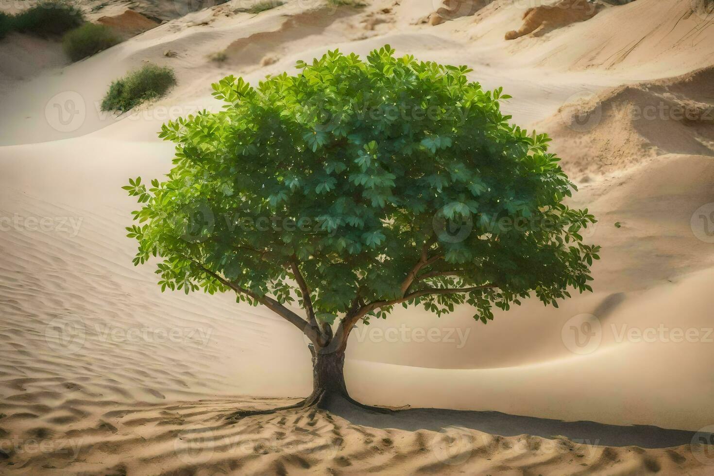 a lone tree in the desert. AI-Generated photo