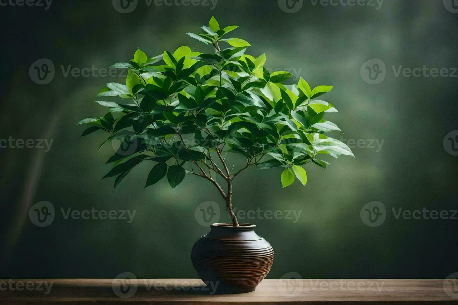 a small potted plant on a table. AI-Generated photo