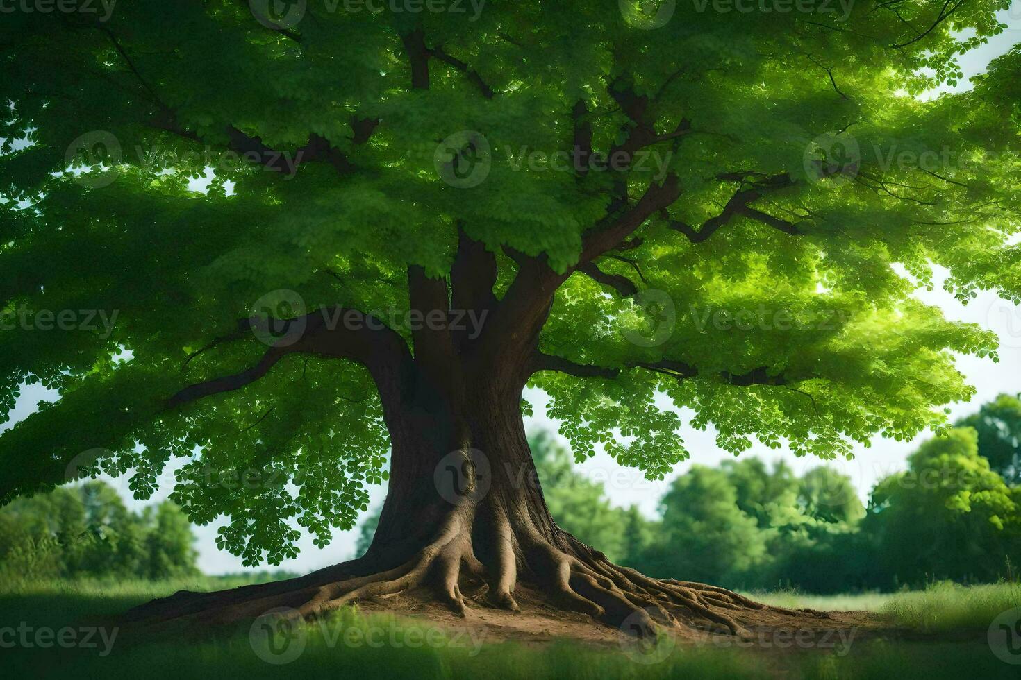 foto fondo de pantalla el cielo, árboles, césped, césped, árbol, verde, árbol, árbol,. generado por ai