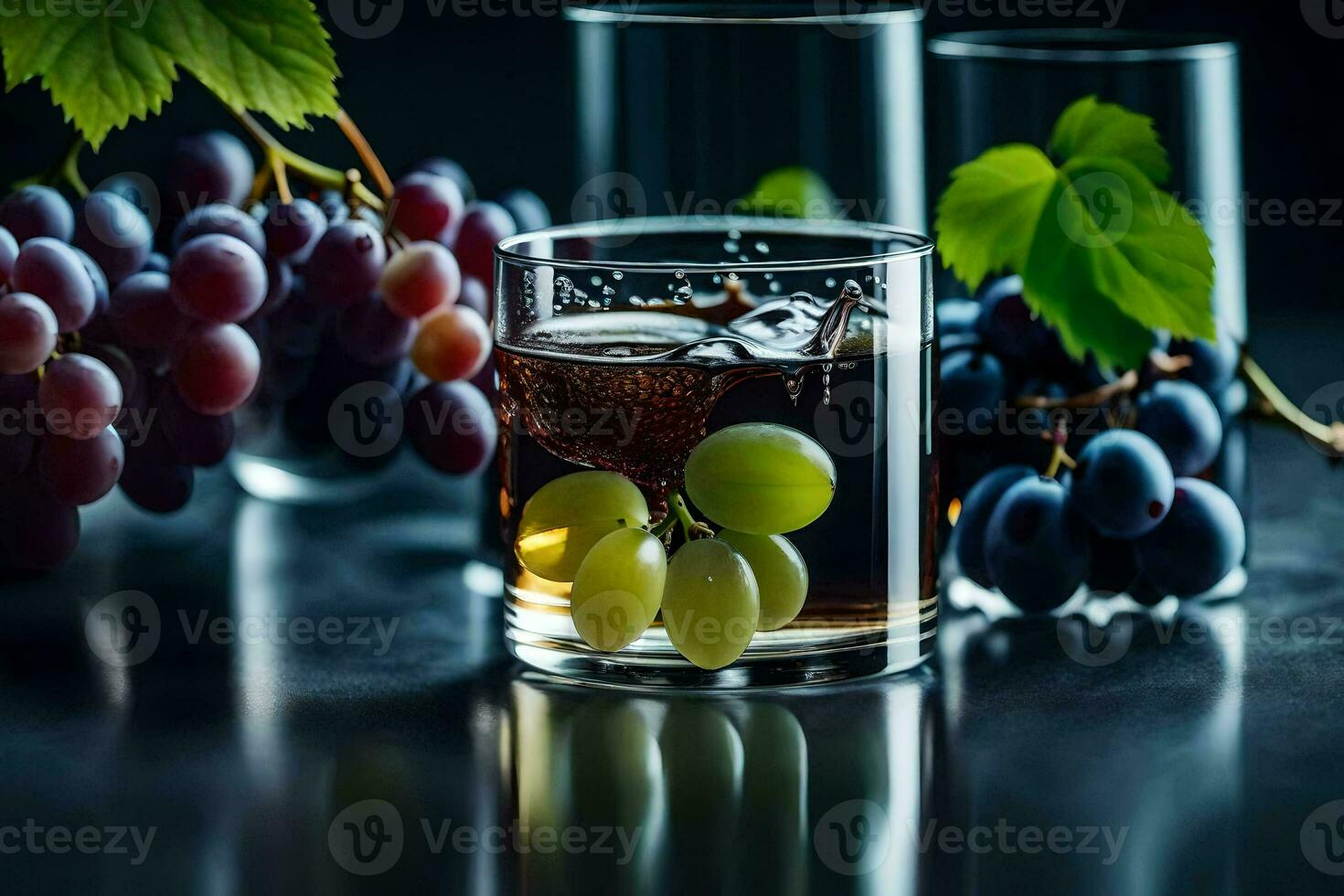 grapes and a glass of wine. AI-Generated photo