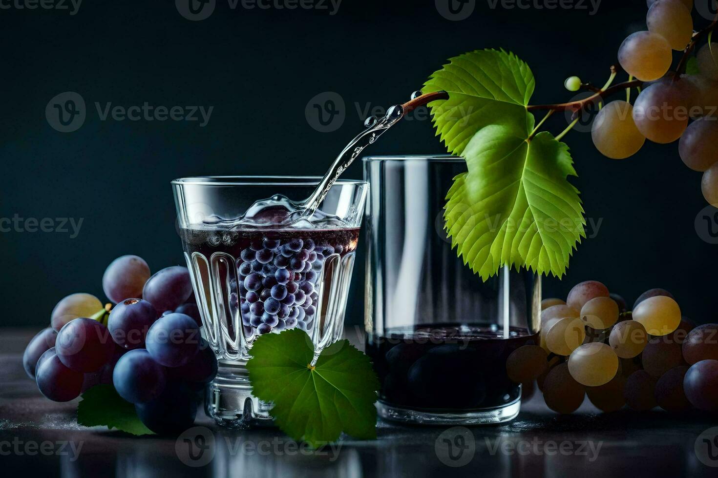 a glass of wine and grapes. AI-Generated photo