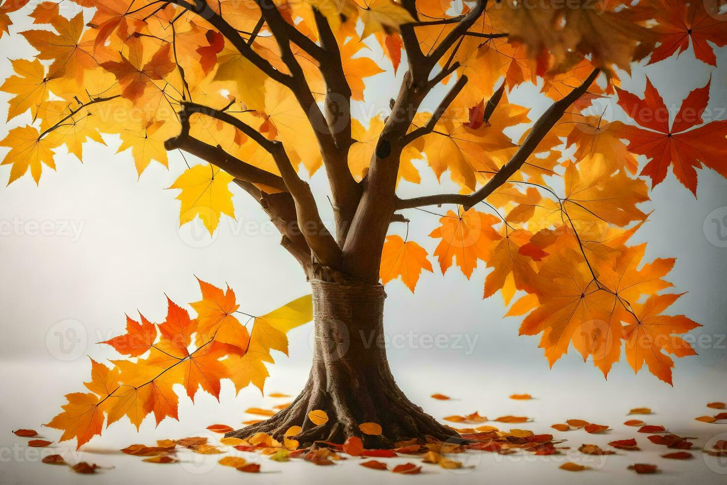 autumn leaves on a tree. AI-Generated photo