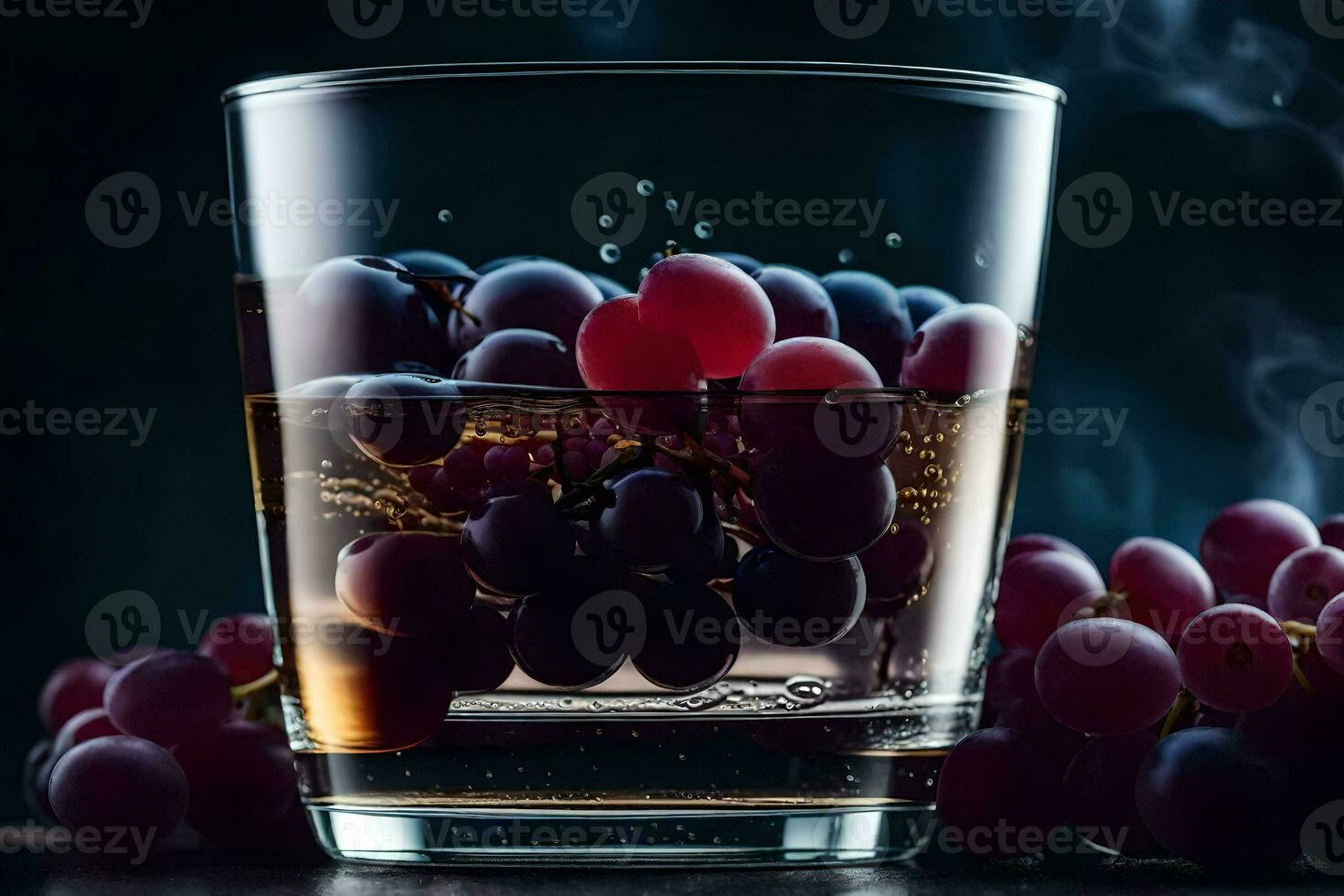 a glass of wine with grapes in it. AI-Generated photo