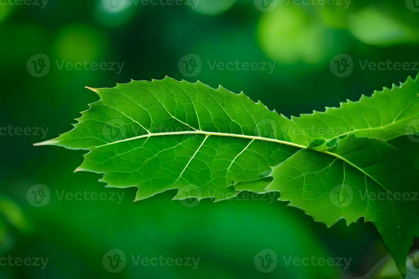 a close up of a leaf on a tree. AI-Generated photo