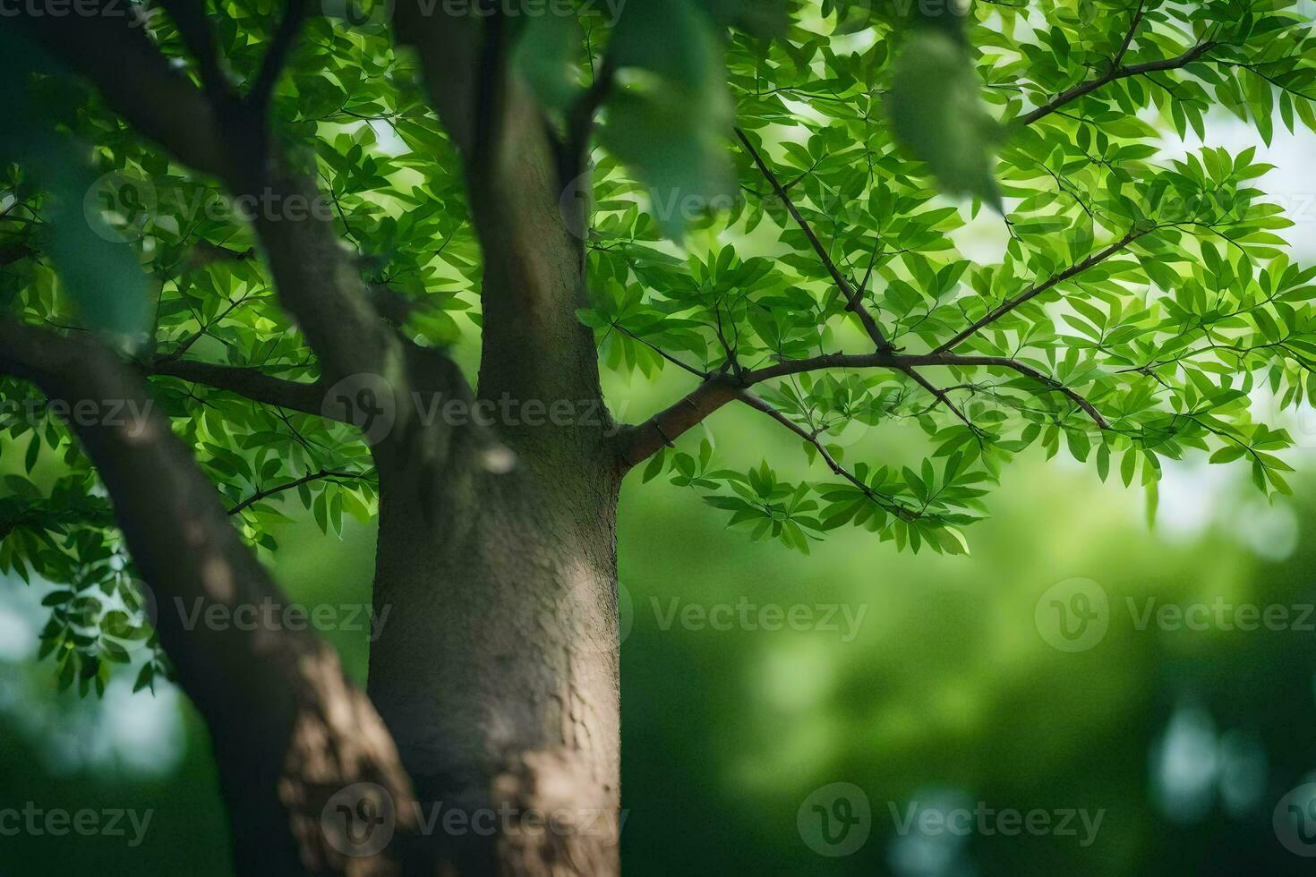 a tree with green leaves in the background. AI-Generated photo