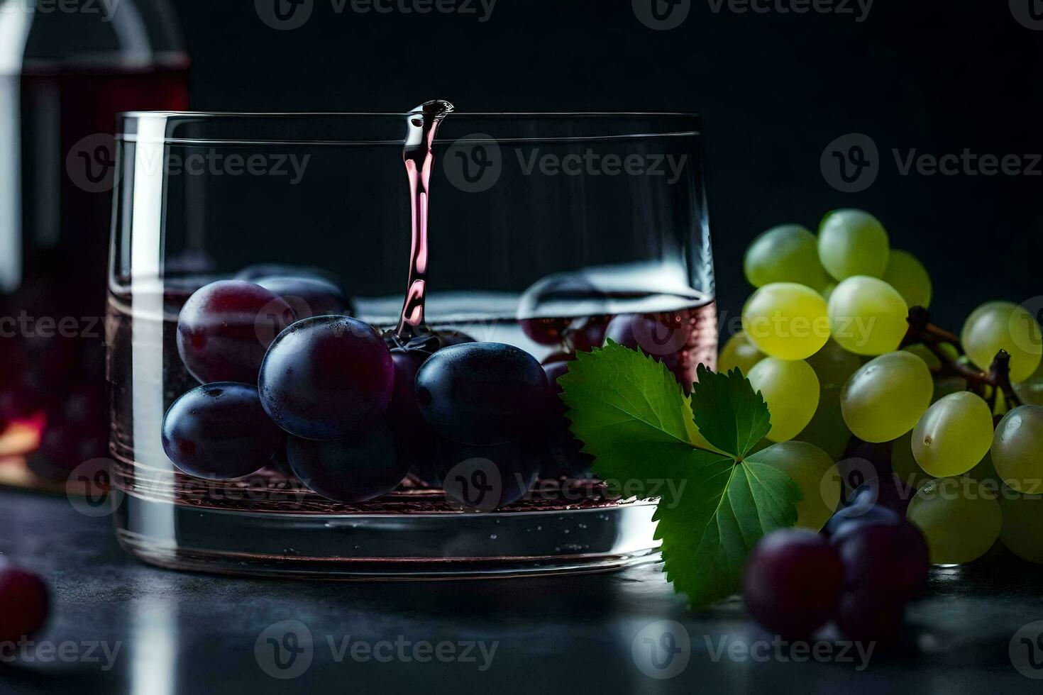 a glass of wine and grapes. AI-Generated photo