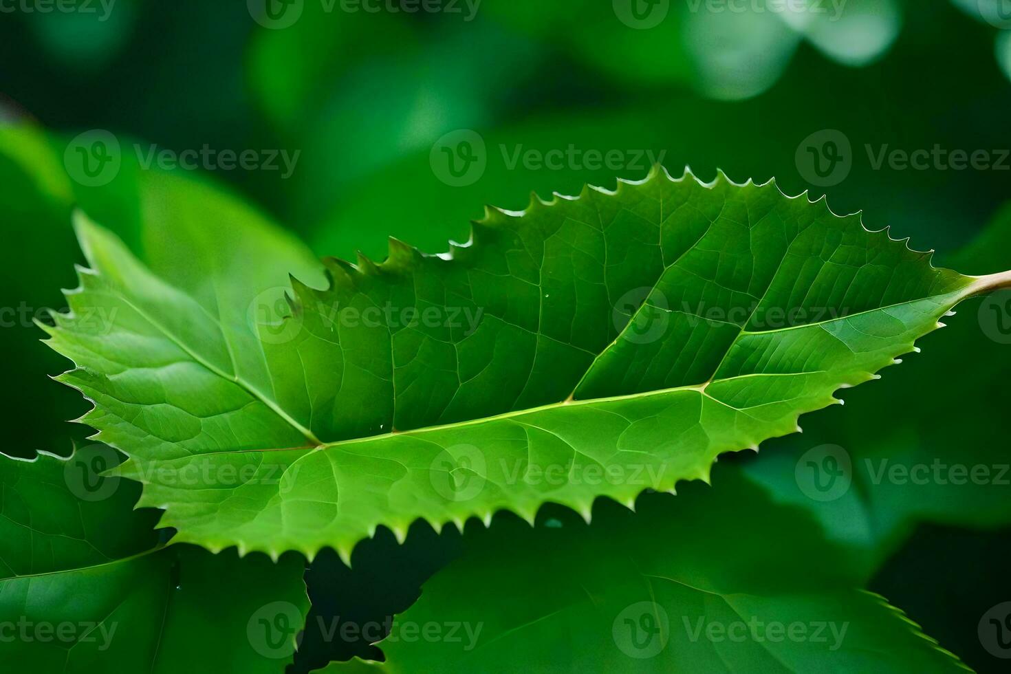 a close up of a leaf with green leaves. AI-Generated photo