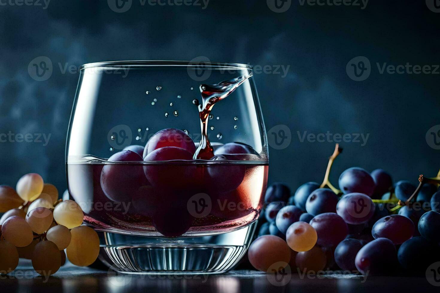a glass of wine with grapes. AI-Generated photo