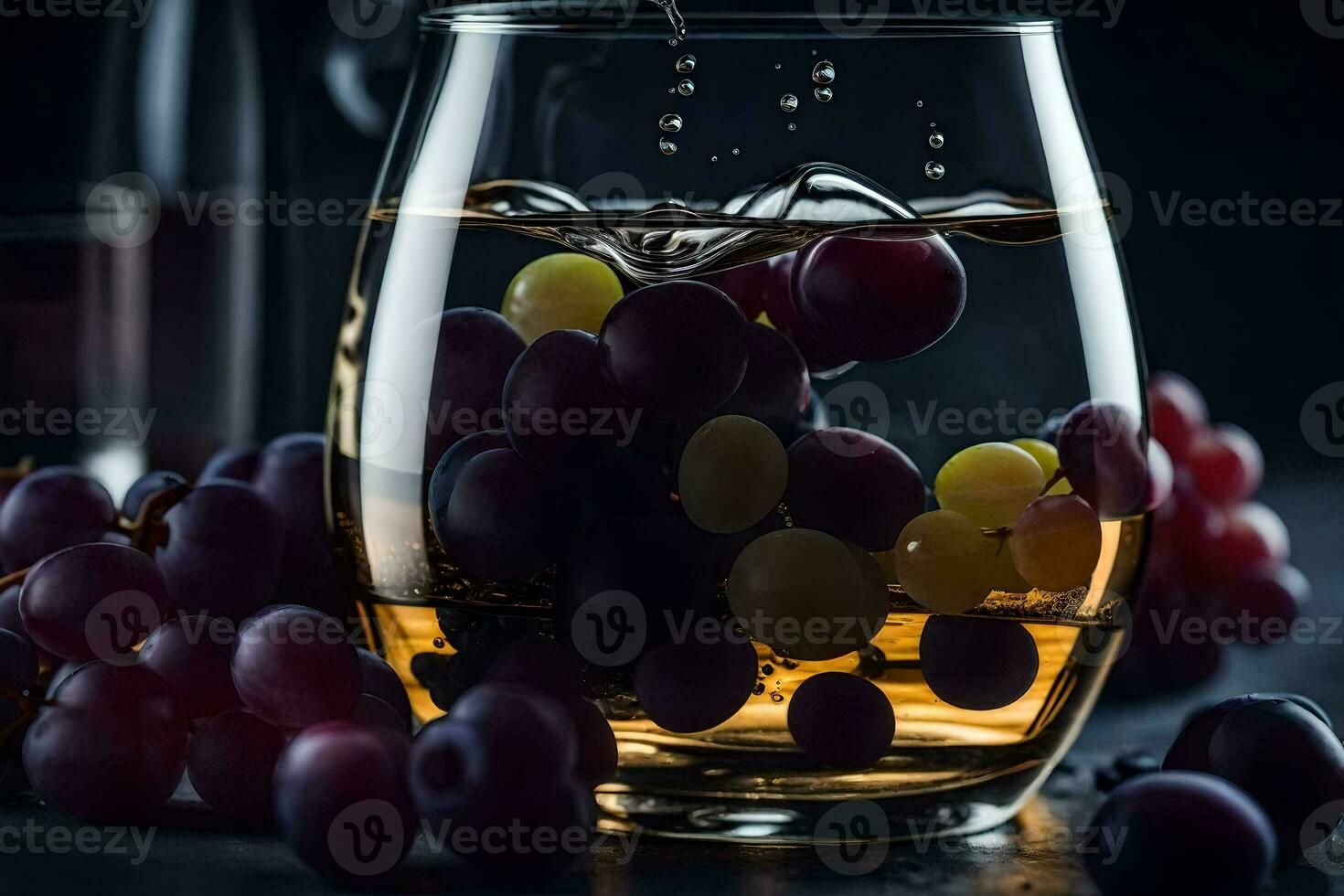 a glass of wine with grapes. AI-Generated photo