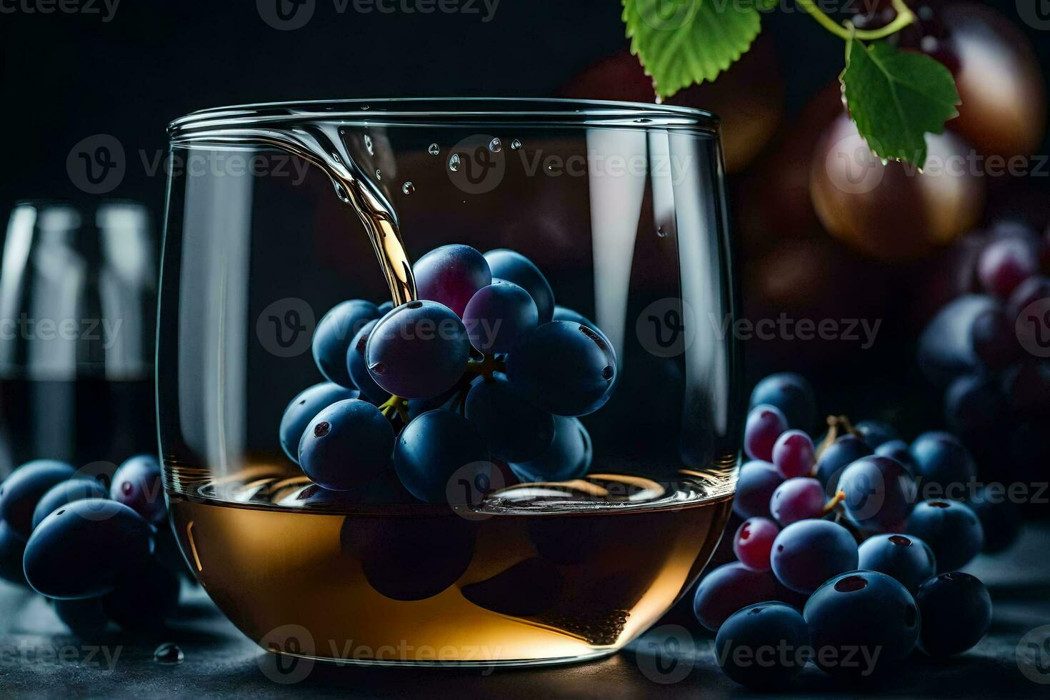 a glass of wine with grapes. AI-Generated photo