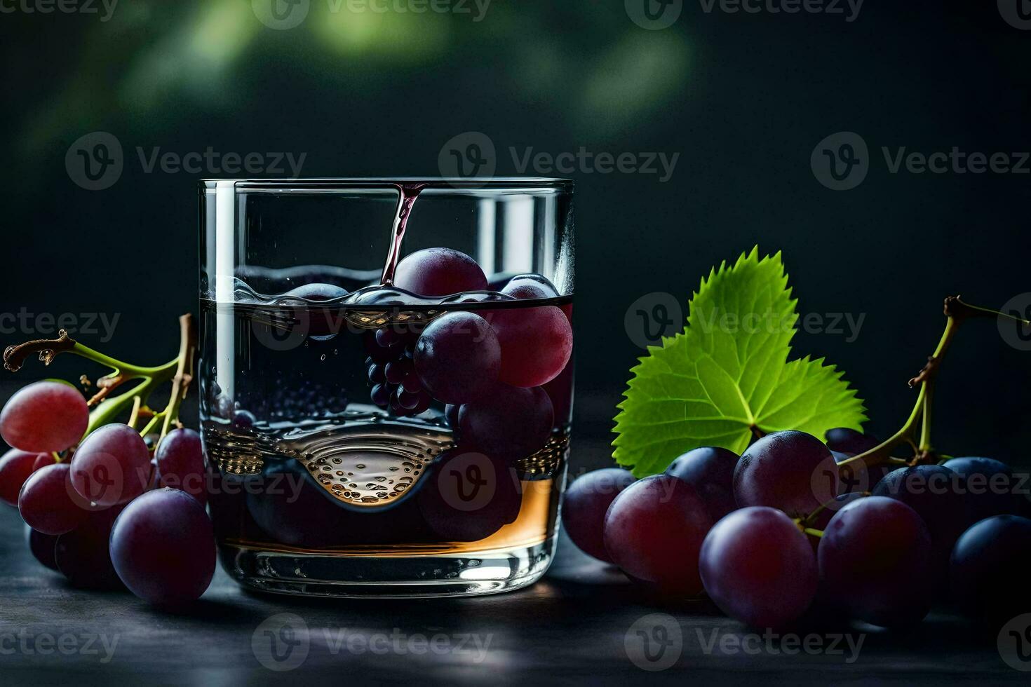 a glass of wine with grapes. AI-Generated photo