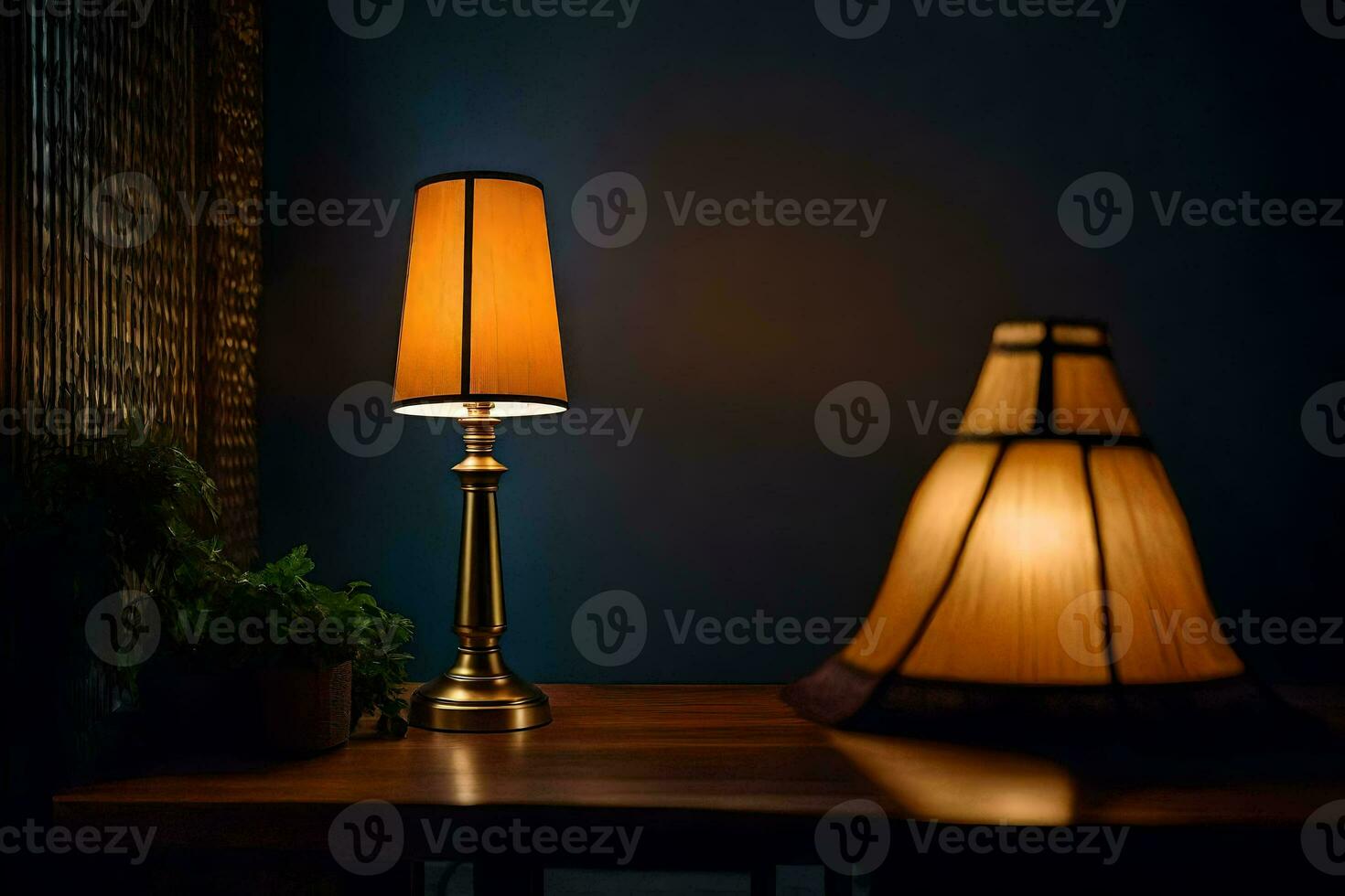 a lamp on a table next to a lamp. AI-Generated photo