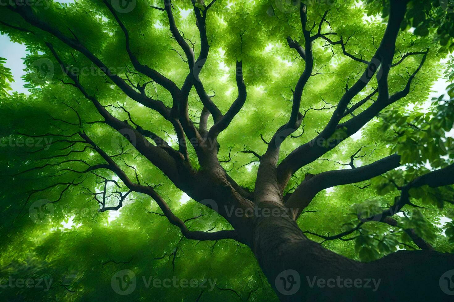 the green tree in the forest. AI-Generated photo
