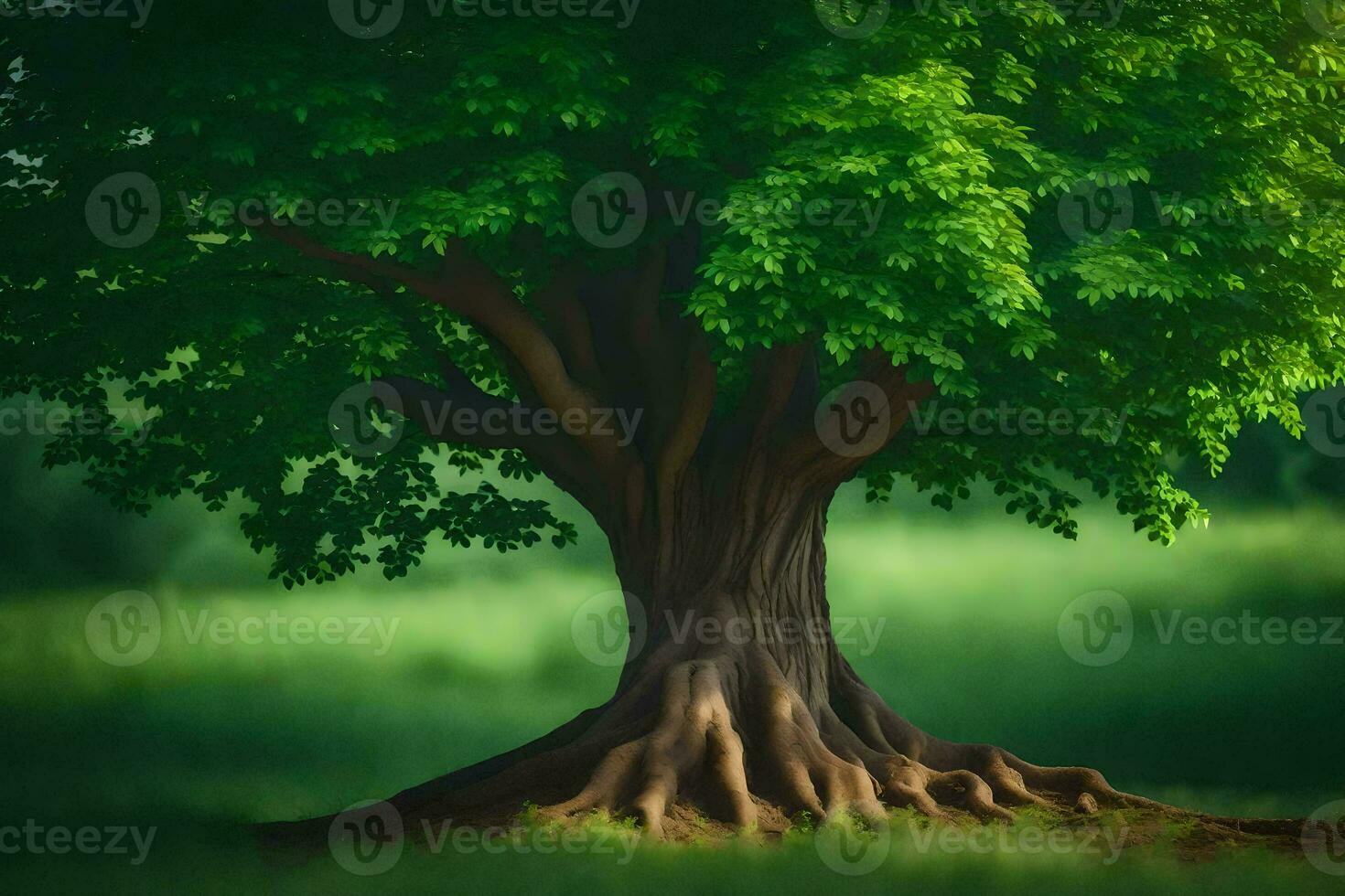 photo wallpaper the ground, tree, grass, grassland, tree, green, tree, tree. AI-Generated