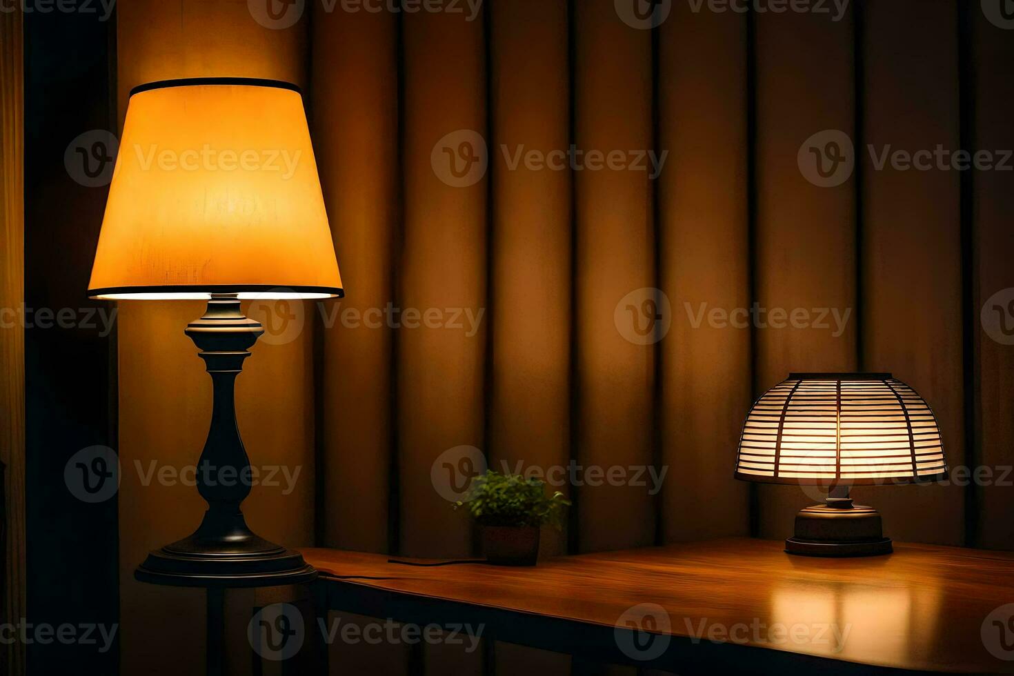a lamp and a table lamp on a table. AI-Generated photo