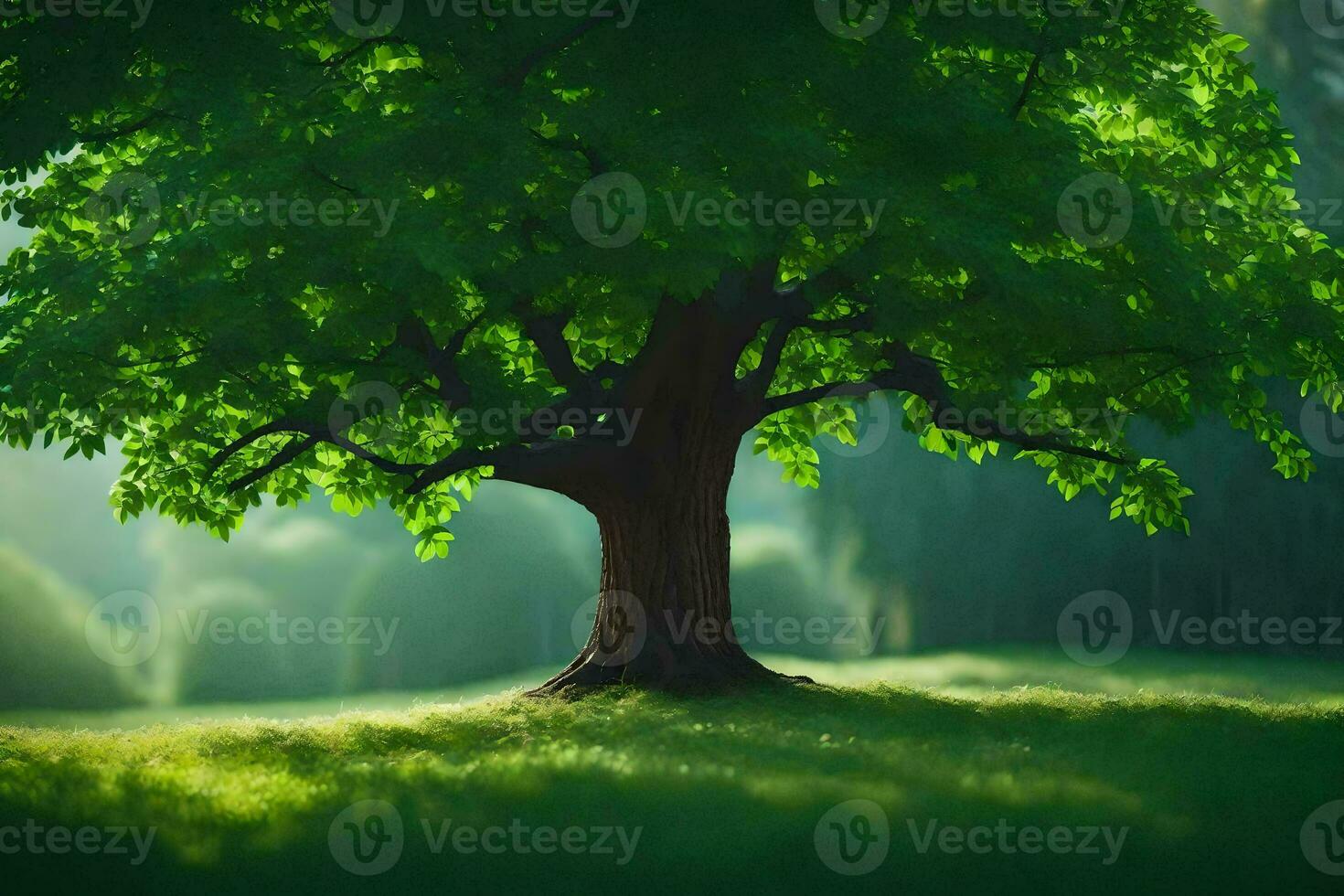 photo wallpaper the sky, tree, grass, green, nature, trees, the forest, the. AI-Generated
