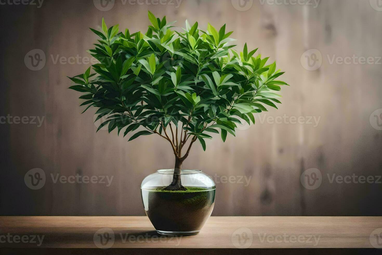 a small potted plant on a table. AI-Generated photo