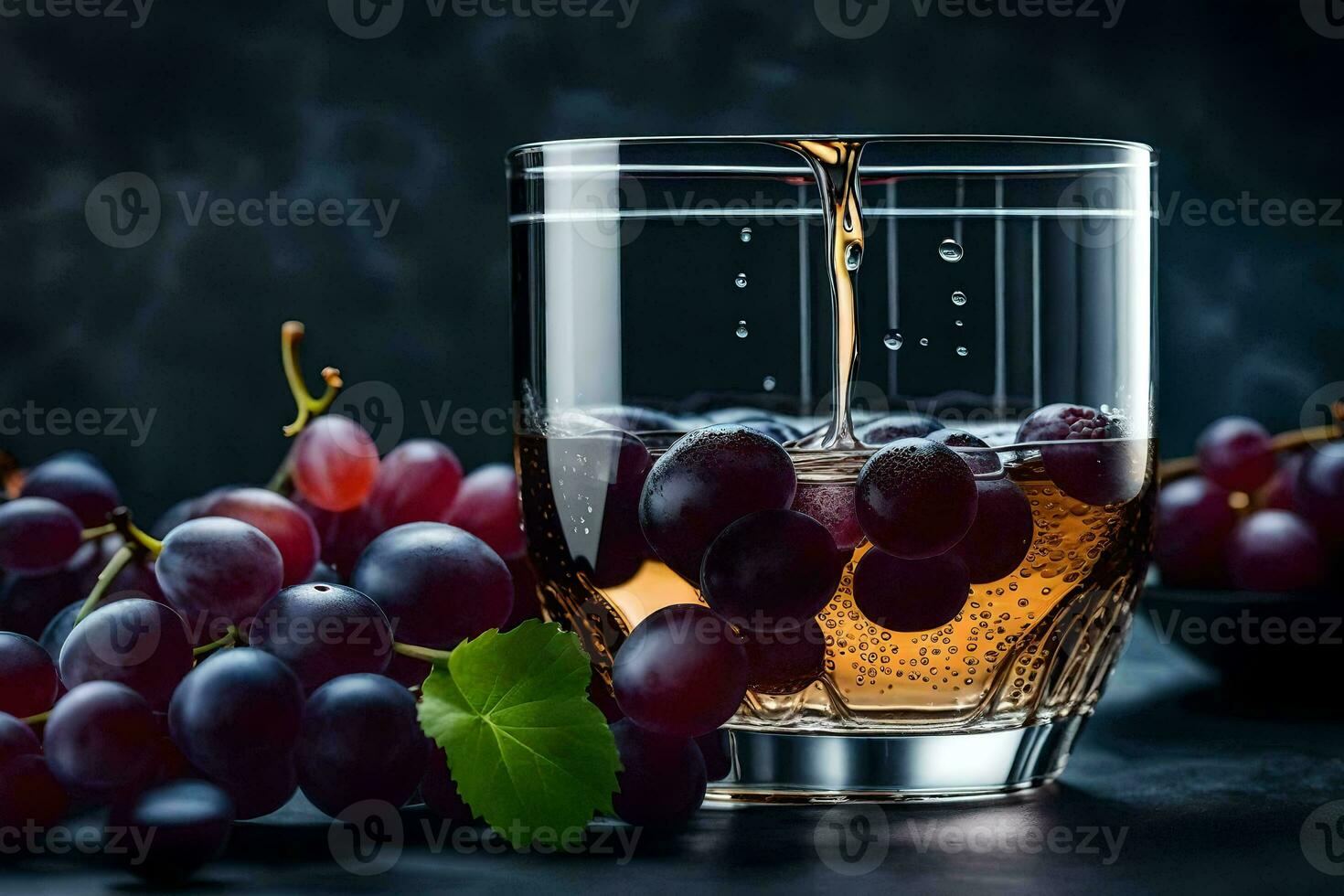 a glass of wine with grapes. AI-Generated photo