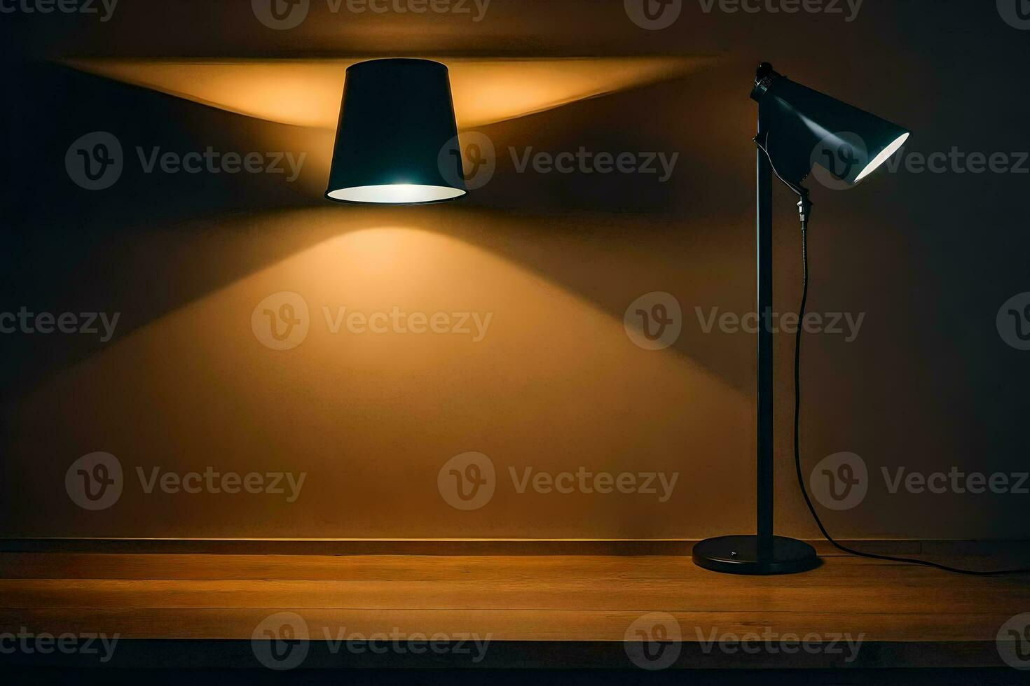 a black lamp and a lamp on a table. AI-Generated photo