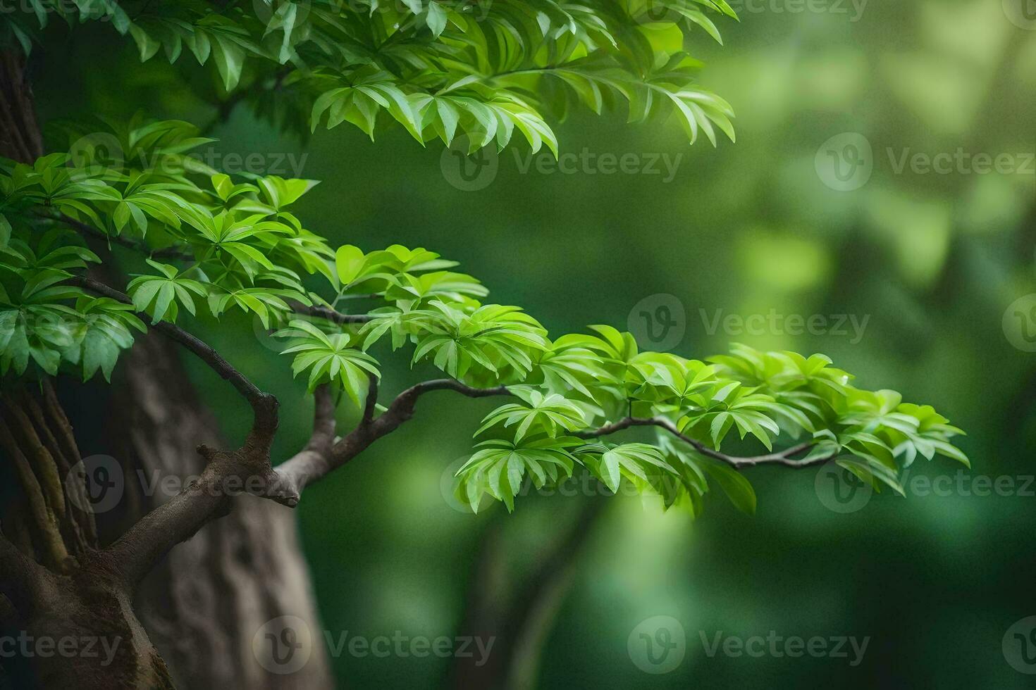 a tree with green leaves in the background. AI-Generated photo