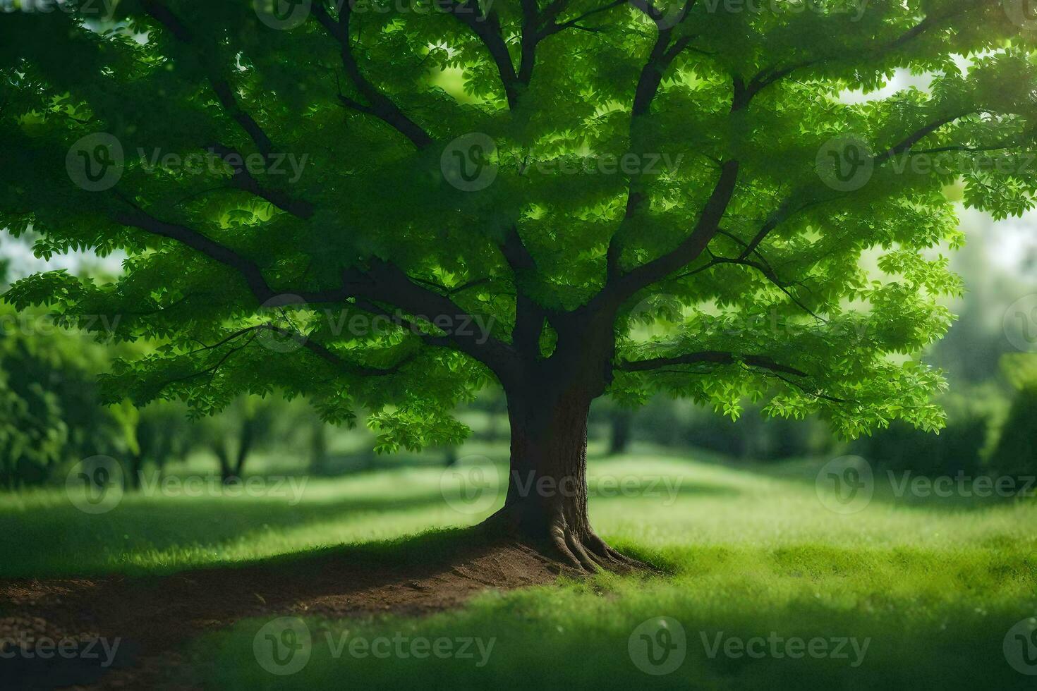 photo wallpaper the sky, trees, grass, the sun, the trees, the grass, the. AI-Generated