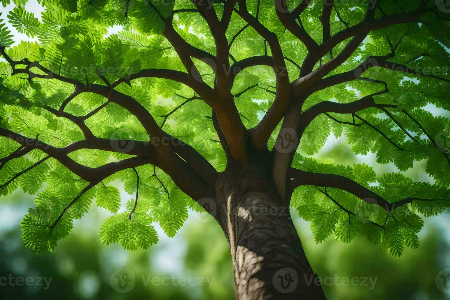 a tree is shown in a photo with green leaves. AI-Generated