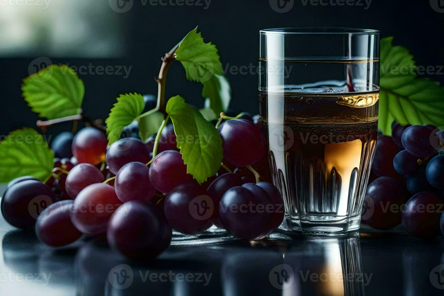 a glass of wine and grapes. AI-Generated photo